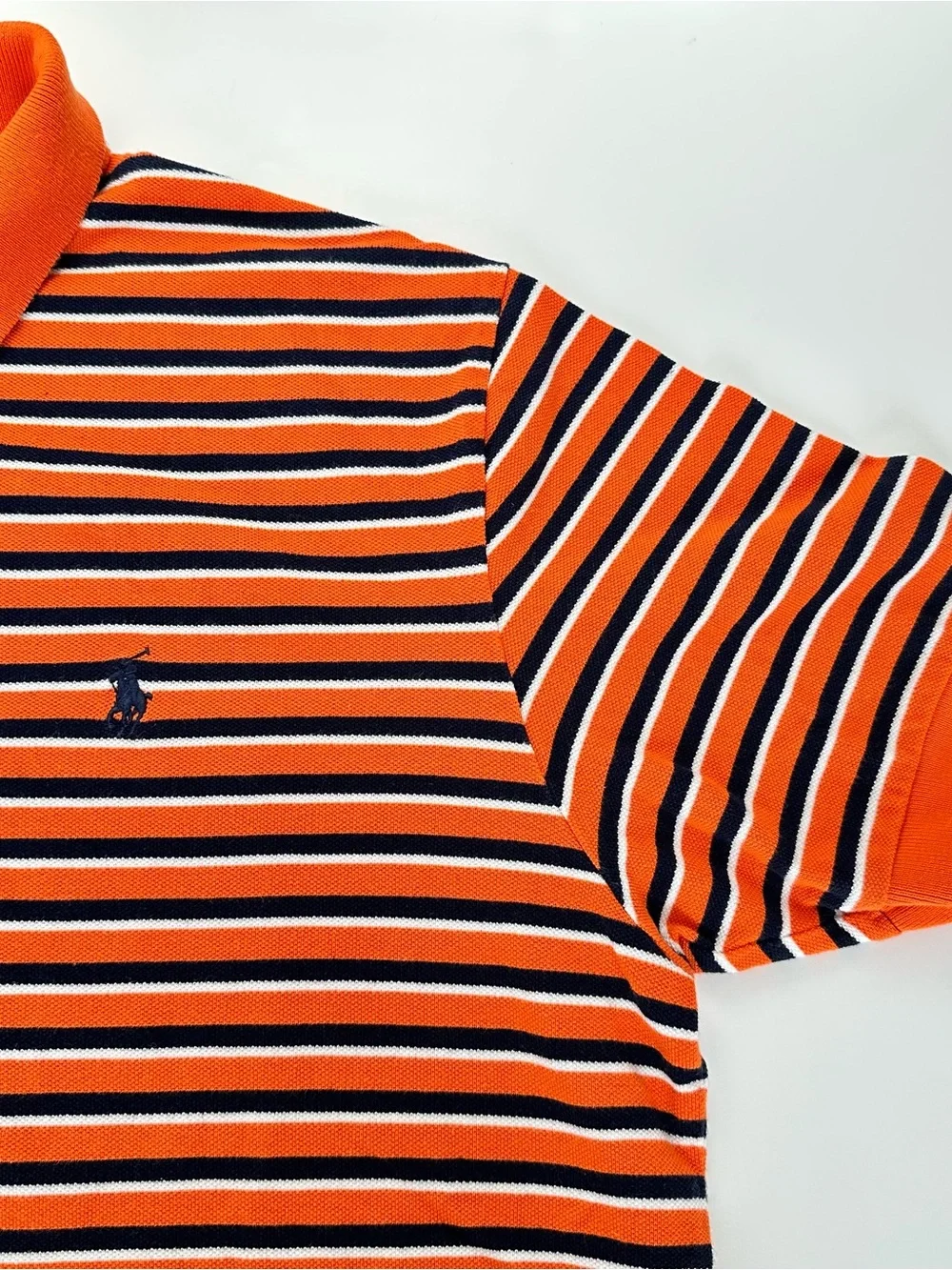 Ralph Lauren Orange and Navy Striped Polo